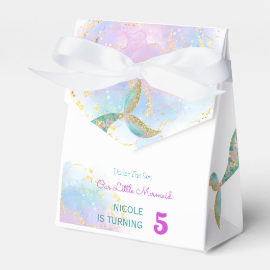 Splish splash zeemeermin verjaardags bash bedankdoosjes (Voorkant Zijde)