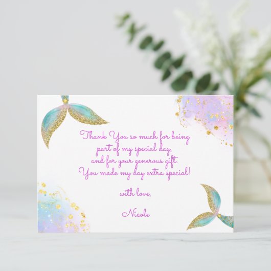 Splish splash zeemeermin verjaardags bash bedankkaart (Staand voorkant)