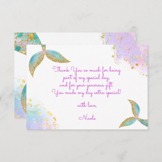 Splish splash zeemeermin verjaardags bash bedankkaart (Voorkant / Achterkant)