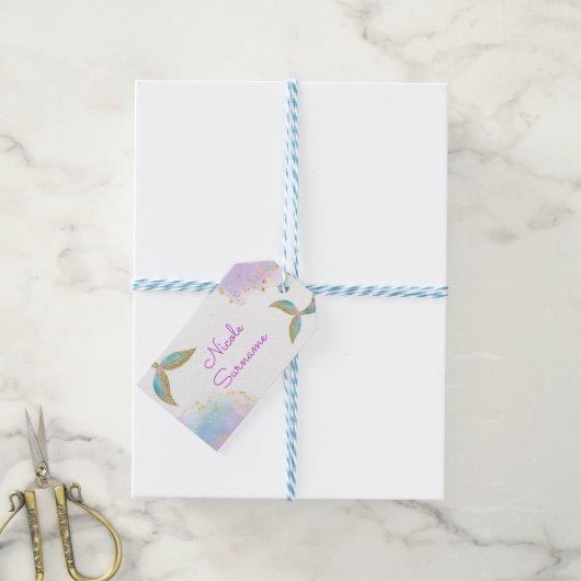 Splish splash zeemeermin verjaardags bash cadeaulabel (Met Touw)