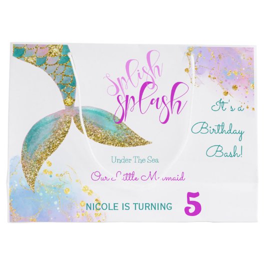 Splish splash zeemeermin verjaardags bash groot cadeauzakje (Achterkant)