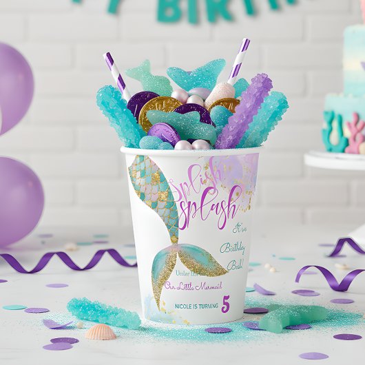 Splish splash zeemeermin verjaardags bash papieren bekers
