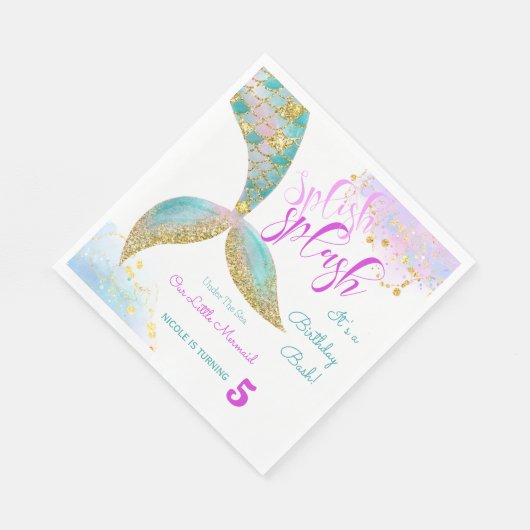 Splish splash zeemeermin verjaardags bash servet (Hoek)