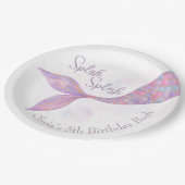 Splish Splash Zeemeermin Verjaardagspapier Borden Papieren Bordje (Gekanteld)