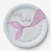 Splish Splash Zeemeermin Verjaardagspapier Borden Papieren Bordje (Voorkant)