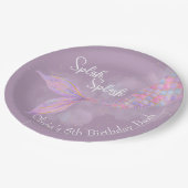 Splish Splash Zeemeermin Verjaardagspapier Borden Papieren Bordje (Gekanteld)