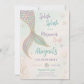 splish splash zeemeermin verjaardagsuitnodiging kaart (Voorkant)