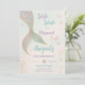 splish splash zeemeermin verjaardagsuitnodiging kaart (Staand voorkant)