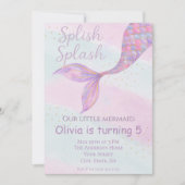 splish splash zeemeermin verjaardagsuitnodiging kaart (Voorkant)