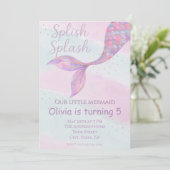 splish splash zeemeermin verjaardagsuitnodiging kaart (Staand voorkant)