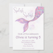 splish splash zeemeermin verjaardagsuitnodiging kaart (Voorkant)