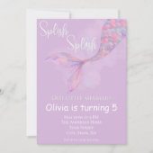 splish splash zeemeermin verjaardagsuitnodiging kaart (Voorkant)