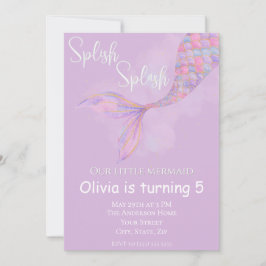 splish splash zeemeermin verjaardagsuitnodiging kaart