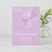 splish splash zeemeermin verjaardagsuitnodiging kaart (Staand voorkant)