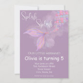 splish splash zeemeermin verjaardagsuitnodiging kaart (Voorkant)