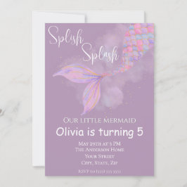 splish splash zeemeermin verjaardagsuitnodiging kaart