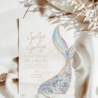 splish splash zeemeermin verjaardagsuitnodiging kaart