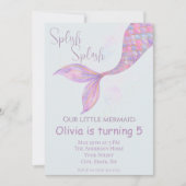 splish splash zeemeermin verjaardagsuitnodiging kaart (Voorkant)