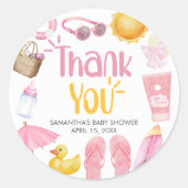 Splish Splash Zomer Baby Shower Ronde Sticker (Voorkant)