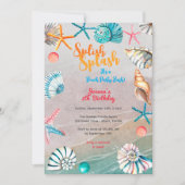 Splish splash zomer strand verjaardagsfeest kaart (Voorkant)