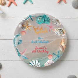Splish splash zomer strand verjaardagsfeest papieren bordje