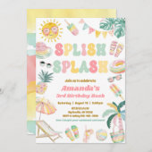 splish splash zwembad feest verjaardagsuitnodiging kaart (Voorkant / Achterkant)