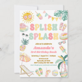 splish splash zwembad feest verjaardagsuitnodiging kaart
