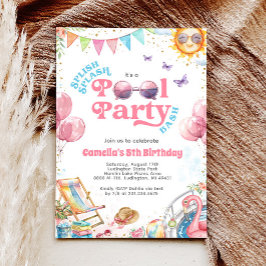 splish splash zwembad feest verjaardagsuitnodiging kaart