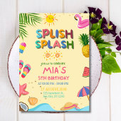 splish splash zwembad feest verjaardagsuitnodiging kaart