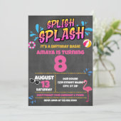 splish splash zwembad feest verjaardagsuitnodiging kaart (Staand voorkant)