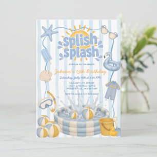 Splish Splash Zwembad Jongensfeest Verjaardagsuitn Kaart