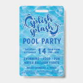 Splish Splash Zwembadfeest VIP Uitnodiging Badge (Achterkant)