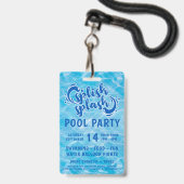 Splish Splash Zwembadfeest VIP Uitnodiging Badge (Achterkant met lanyard)