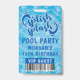 Splish Splash Zwembadfeest VIP Uitnodiging Badge