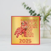 Split Afbeelding Lion Dans Chinees Nieuwjaar Groet Feestdagenkaart (Staand voorkant)