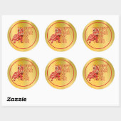 Split Afbeelding Lion Dans Chinees Nieuwjaar Stick Ronde Sticker (Vel)