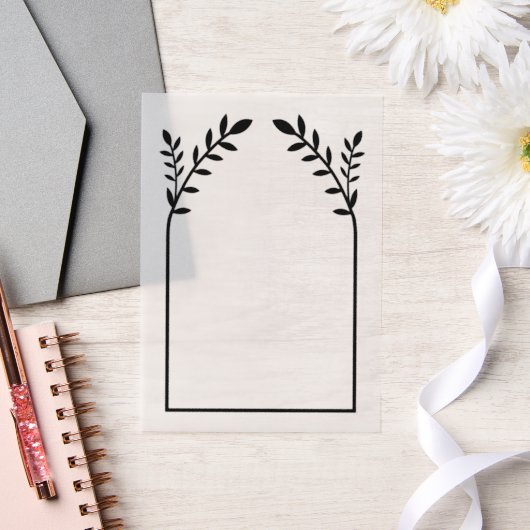 Split Black Floral SVG Frame Vellum Uitnodigingen (Huwelijk)