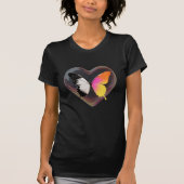 Split Butterfly Monochrome Neon Heart Graphic T-shirt (Voorkant)