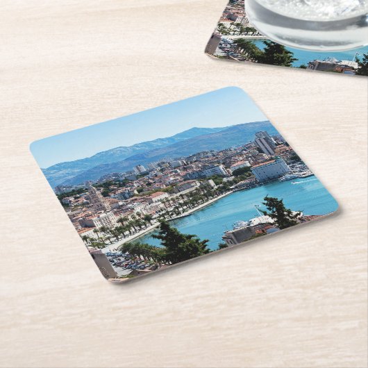 Split city sekustt aerial uitzicht, Dalmatia, Kroa Kartonnen Onderzetters (Schuin)