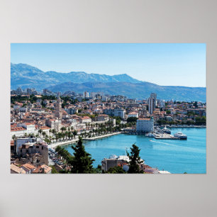 Split city sekustt aerial uitzicht, Dalmatia, Kroa Poster