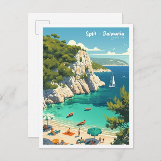 Split Dalmatië Kroatië  Illustratie Reizen Briefkaart (Voorkant / Achterkant)