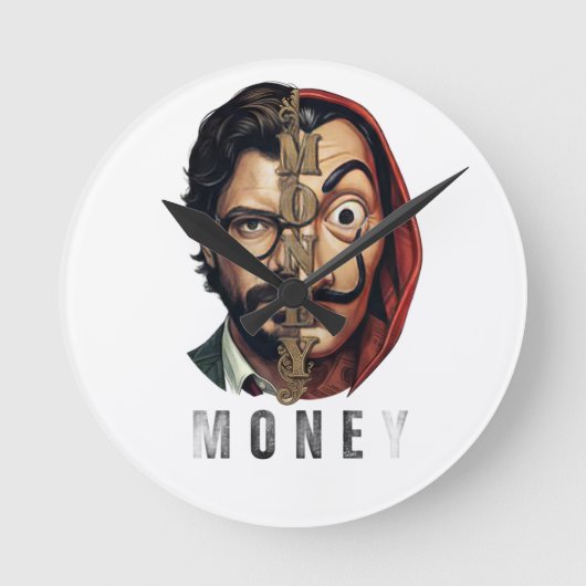 Split Face Mask Money Heist Ronde Klok (Voorkant)