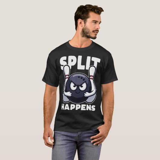 Split gebeurt bij Bowling Funny T-shirt (Voorkant volledig)