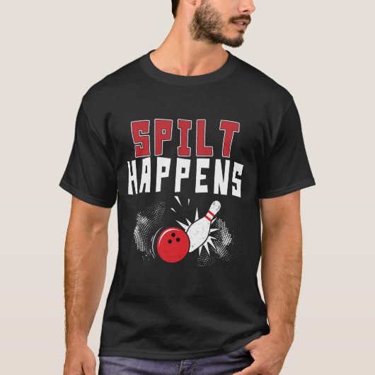 Split Gebeurt Bowling Shirt Grappige Bowler T-Shir (Voorkant)