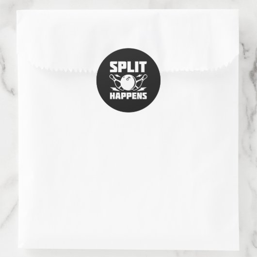 Split gebeurt grappig Bowling grap Ronde Sticker (Tas)