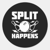 Split gebeurt grappig Bowling grap Ronde Sticker (Voorkant)