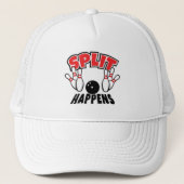 Split gebeurt grappige bowling trucker pet (Voorkant)