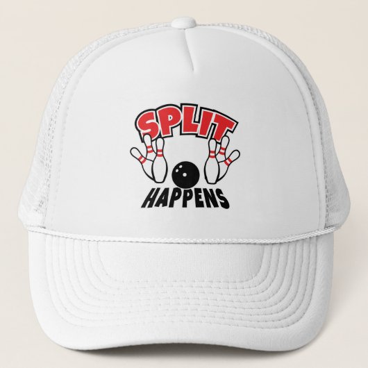 Split gebeurt grappige bowling trucker pet (Voorkant)