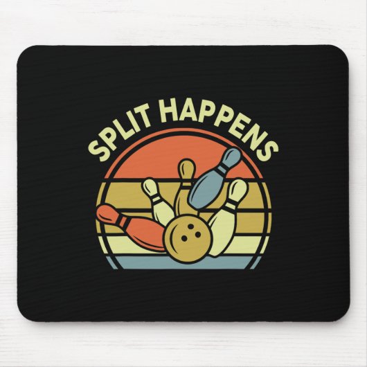 Split Happens Bowling-shirt Funny Dad Wome Muismat (Voorkant)