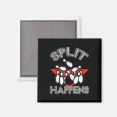 Split Happens Bowling Shirt Funny Spare Ball Team Magneet (Voorkant / Achterkant)